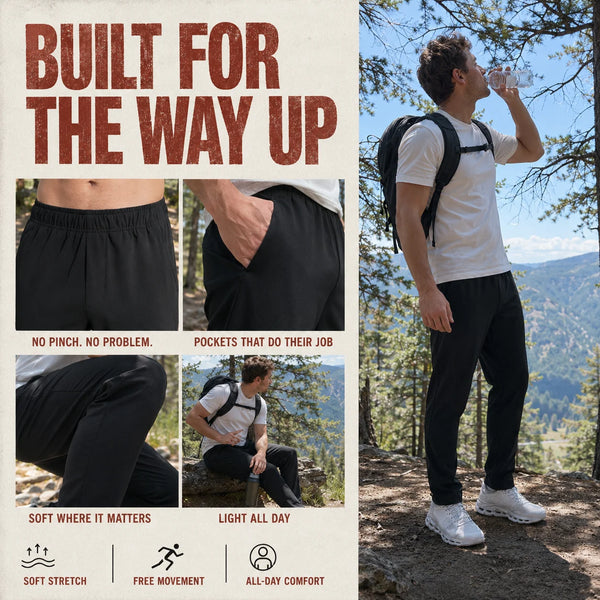 SBWL Men's Solid-Color Outdoor Sports Stretch Pants High-Quality Casual Wear for Running Hiking Long pants