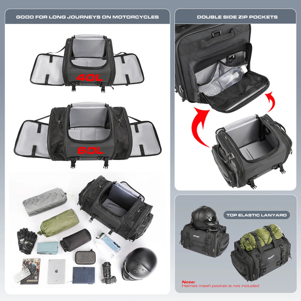 កាបូបដាក់ឥវ៉ាន់ម៉ូតូ Rhinowalk ៤០-៦០លីត្រ រឹងមាំ ការពារទឹក និងធូលី កាបូបដាក់ឥវ៉ាន់ម៉ូតូ កាបូបសម្រាប់ដាក់ឥវ៉ាន់ក្នុងកៅអី មានស្រោមការពារភ្លៀង សម្រាប់ពាក់ក្រៅផ្ទះ