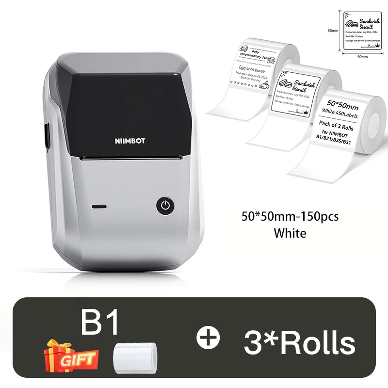 Niimbot B1 Thermal Label Printer Bluetooth Portable Pocket Label Maker Barcode QR Code Self-adhesive Sticker Labeling Machine
