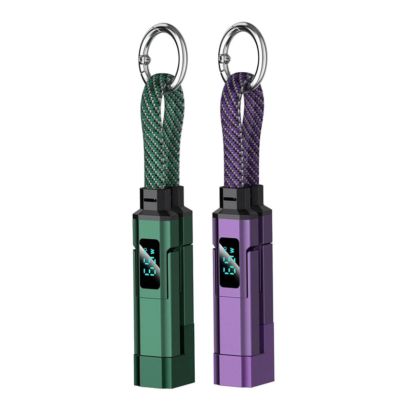 ខ្សែសាក iLMH Keychain, ខ្សែសាកច្រើនប្រភេទ USB C 4 ក្នុង 1 ជាមួយអេក្រង់ឌីជីថល, ខ្សែសាកលឿនចល័តសម្រាប់ឧបករណ៍