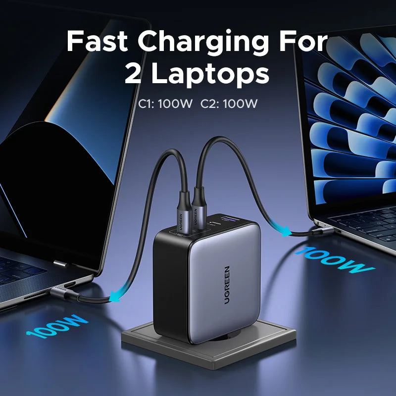 UGREEN 200W Travel GaN Charger PD 3.1 140W QC4.0 3.0 Quick Charge For Macbook Pro Laptops iPhone 18 17 Samsung S26 Xiaomi Tablet