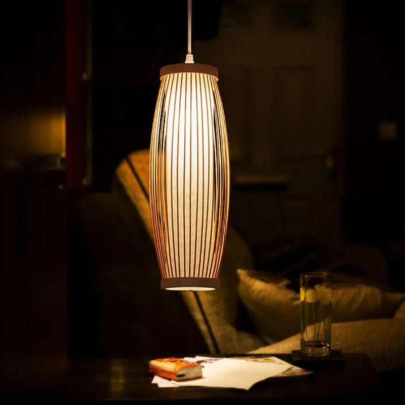 JOYINLED Bamboo Lantern Pendant Lamp Natural Rattan Wicker E27 Chandeliers Hand Woven Lampshades Lighting Fixtures Hanging Light
