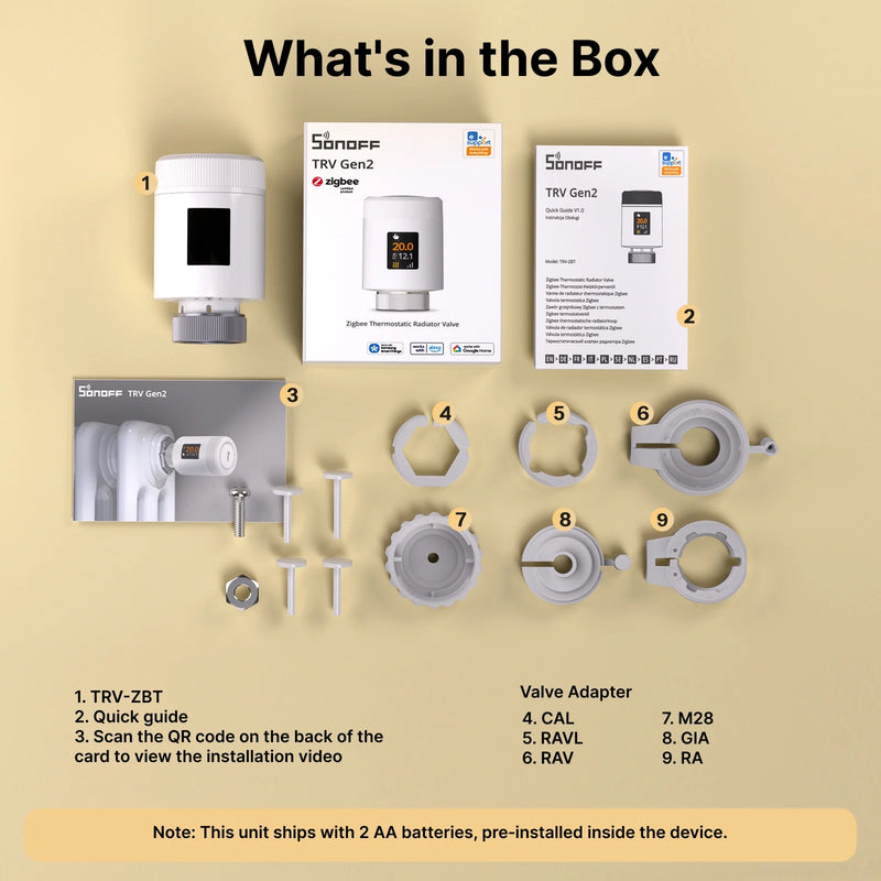 SONOFF Zigbee Smart TRV Gen2 Thermostatic Radiator Valve Control Actuator TRV-ZBT Work with Alexa Google Home Assistant Matter