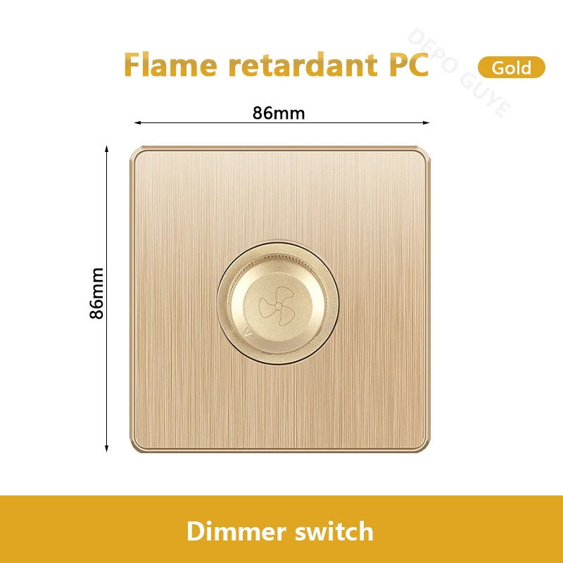 Gold Universal 3/5Pin Plastic Power Socket,UK Wall Outlet With 2.1A Dual USB Port,220V Electrical 2way Switch TV Computer CAT6