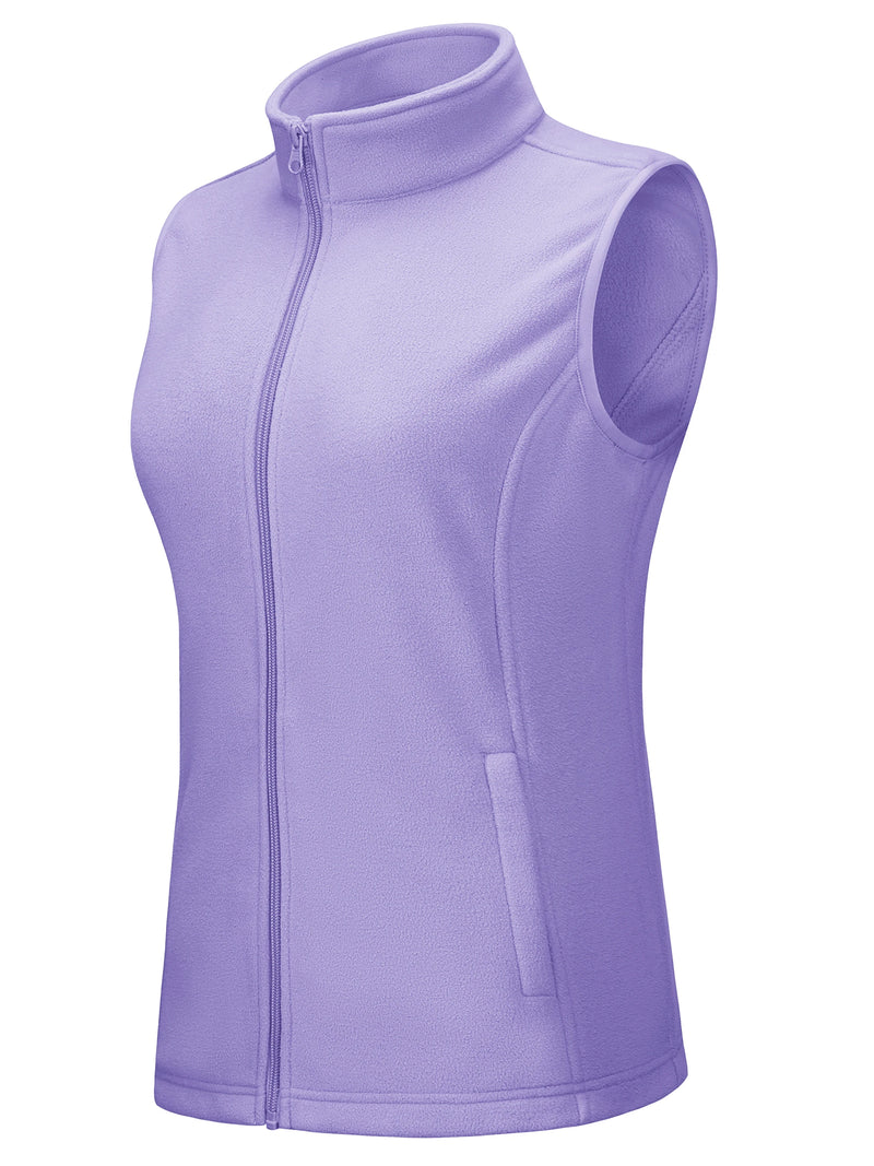 TACVASEN Women's Autumn Winter Lightweight Polar Fleece Vest Full-Zip Layering Jacket with 2 Pockets for Hiking and Daily Wear