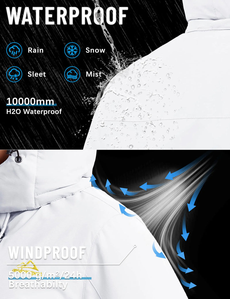 TACVASEN Womens Winter Thermal Jackets Warm Fleece Lined Waterproof Jacktes Snow Ski Hood Coat Mountain Snowboarding Windbreaker