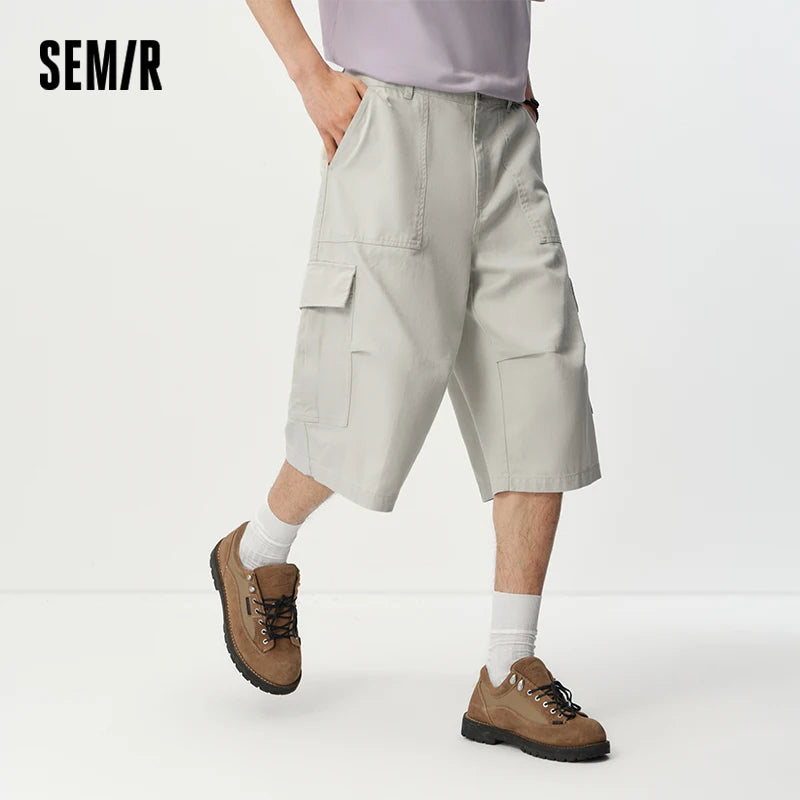 Semir Mens Shorts 2026 Pure Cotton Workwear Style Knee Length Loose Wide Leg Casual Versatile