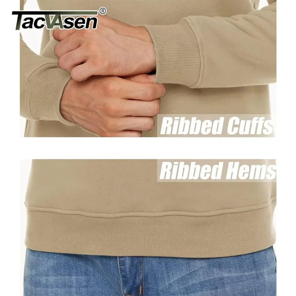 TACVASEN Men's Winter Fleece Pullover Sweatshirt, Long Sleeve Crew Neck, Warm Lambswool Lining, Thick Underwear