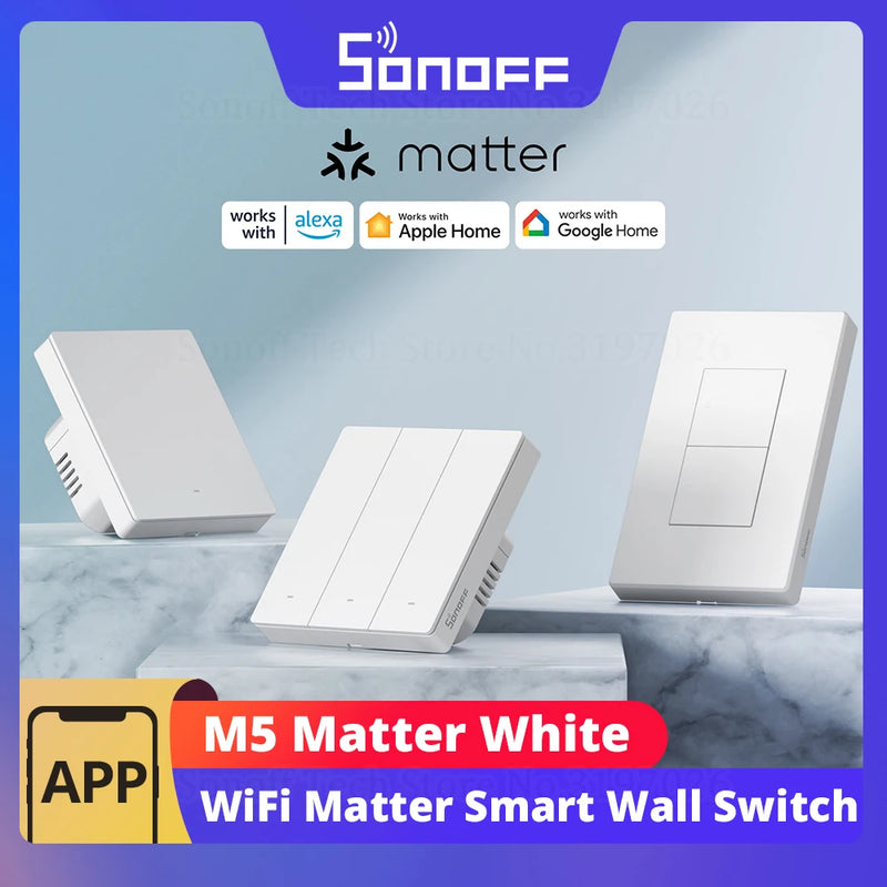 SONOFF M5 Matter Smart Wall Switch ESP32 Two-way EWeLink-Remote Switchman Voice Control Works with Alexa Google Apple Home Alice