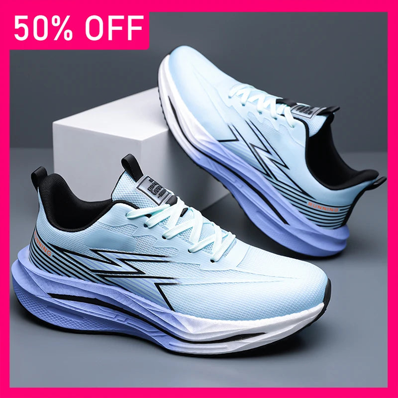 Men Sports Shoes Soft Sole Rebound Anti Slip Outdoor Fitness Shoes Trendy Lace Up Mesh Breathable Casual Running Shoes for Men