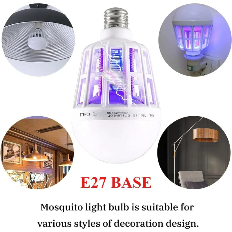 អំពូលភ្លើងចាប់សត្វល្អិត 2-in-1 ឧបករណ៍ចាប់មូសក្នុងផ្ទះ 2-in-1 - ឧបករណ៍ចាប់សត្វល្អិត និងចាប់រុយអគ្គិសនីសម្រាប់ទីធ្លាខាងក្រោយផ្ទះ