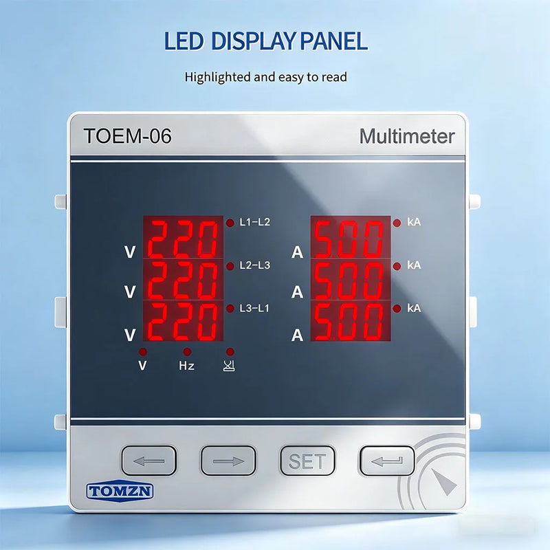 Three-Phase High Precision Volt/Current/Hz Multi-function Meter 3P4W ACDC 85–265V Line-to-Line Voltage Password Max/Min Value