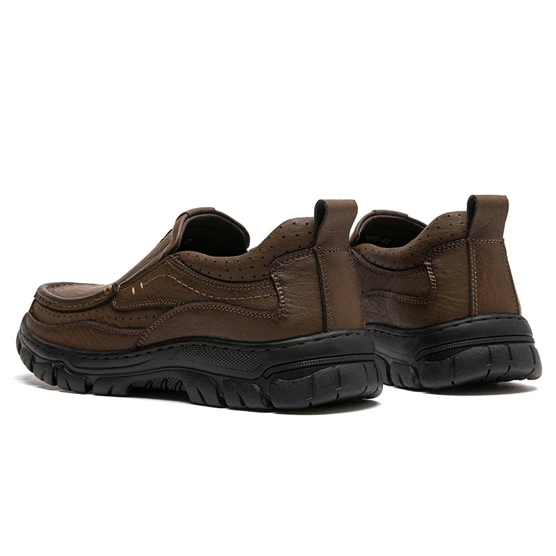 Mens Slip On Leather Shoes Men Outdoor Casual Shoes Oxfords Handmade Shoes 38-46 Dropshipping