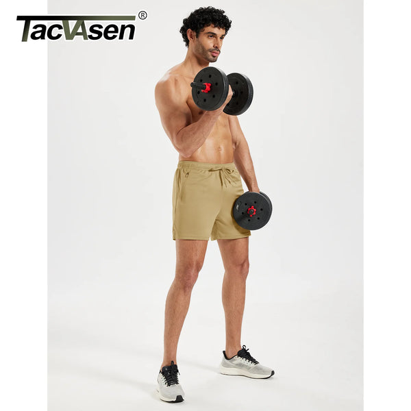 TACVASEN Men's Athletic Running Shorts Mesh Quick Dry Lightweight 5 inches Drawstring Gym Workout Shorts with Zipper Pockets