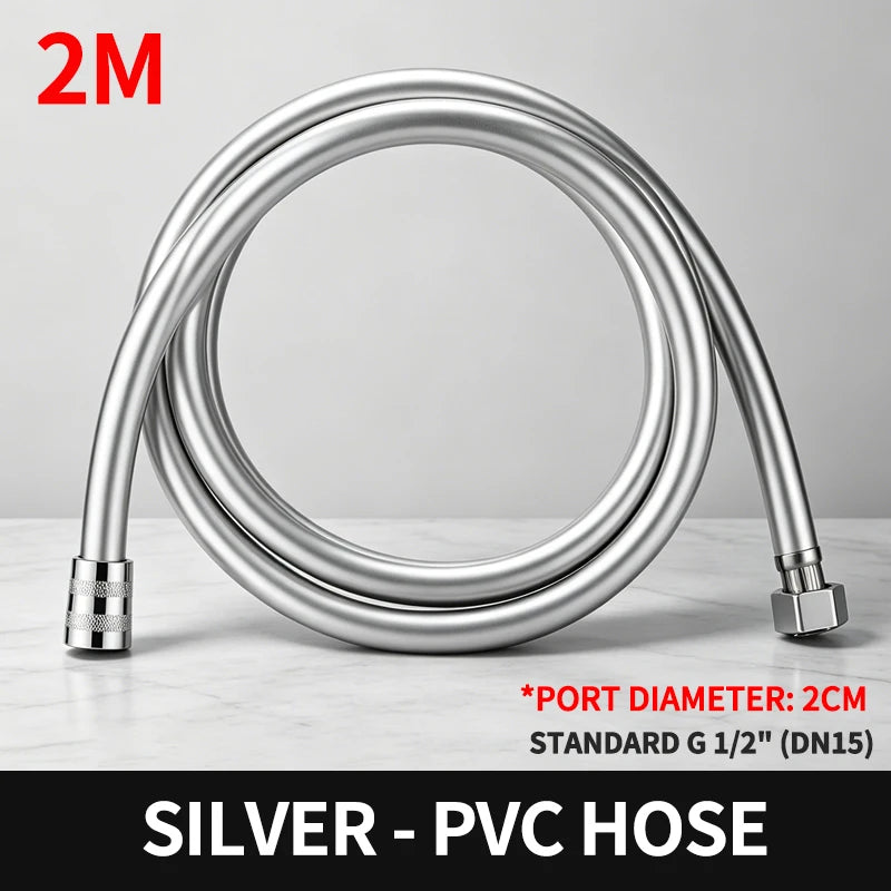 ទុយោទឹកផ្កាឈូក PVC ដែលអាចបត់បែនបានជាសកល ទំហំ 1.5/2 ម៉ែត្រ ធន់នឹងការផ្ទុះ ប្រឆាំងនឹងការជាប់គាំង ជំនួសបំពង់ទឹកសម្រាប់ក្បាលម៉ាស៊ីនទឹកងូតទឹកបន្ទប់ទឹក