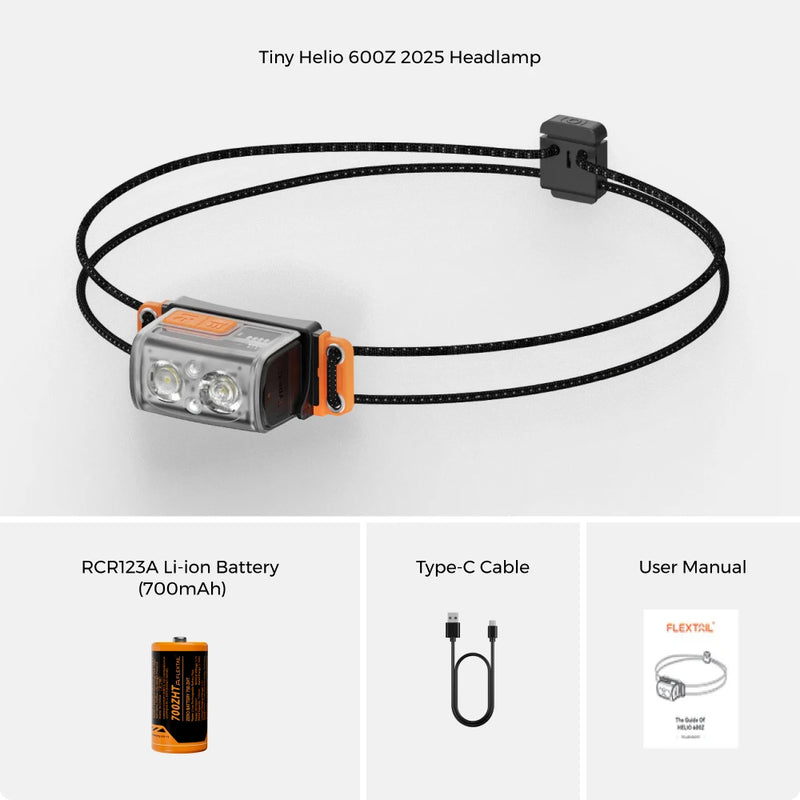 FLEXTAIL TINY HELIO 600Z 2025 - Bright Beam Headlamp, USB-C Rechargeable LED Headlight for Camping Fishing Hiking Bike Riding
