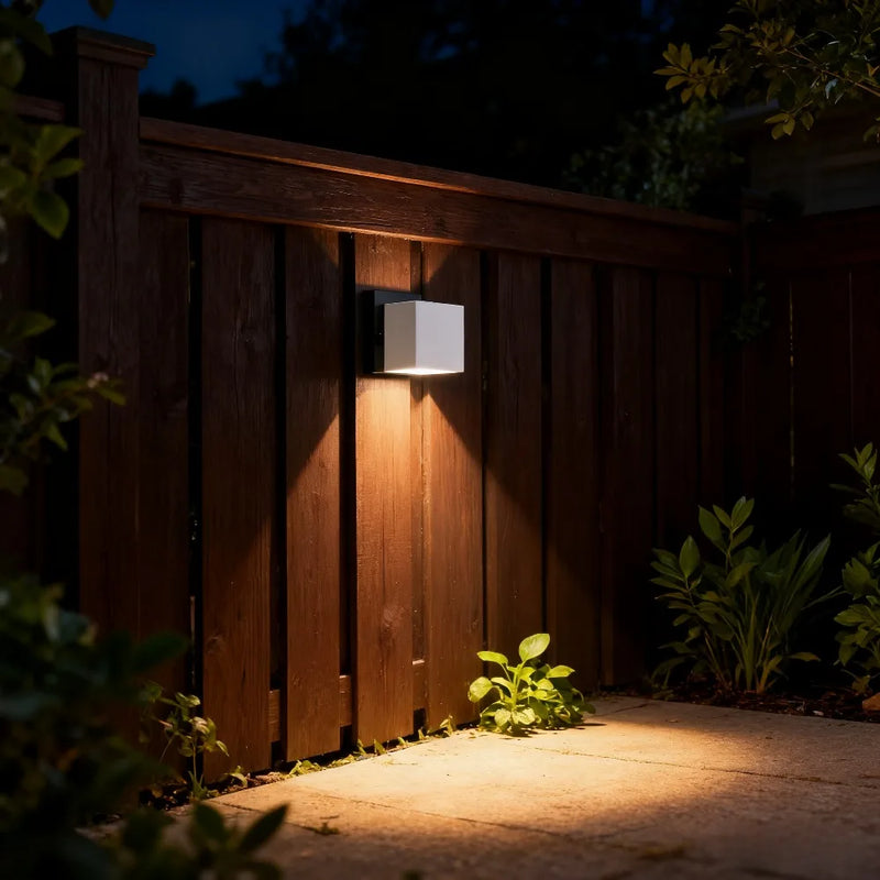JOYINLED 6W White Square LED 2 Heads Wall Lamp Wall Sconces Waterproof for Outdoors Outside Garden Gallery Lighting Fixtures