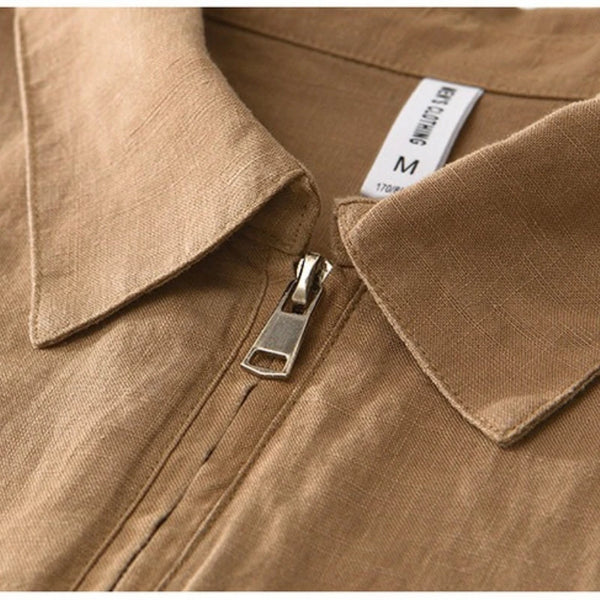 Men's Linen Blend Short Sleeve Polo Shirt, Breathable Fabric with Half Zip Neck, Casual Summer Top for Daily Wear, 3 Colors