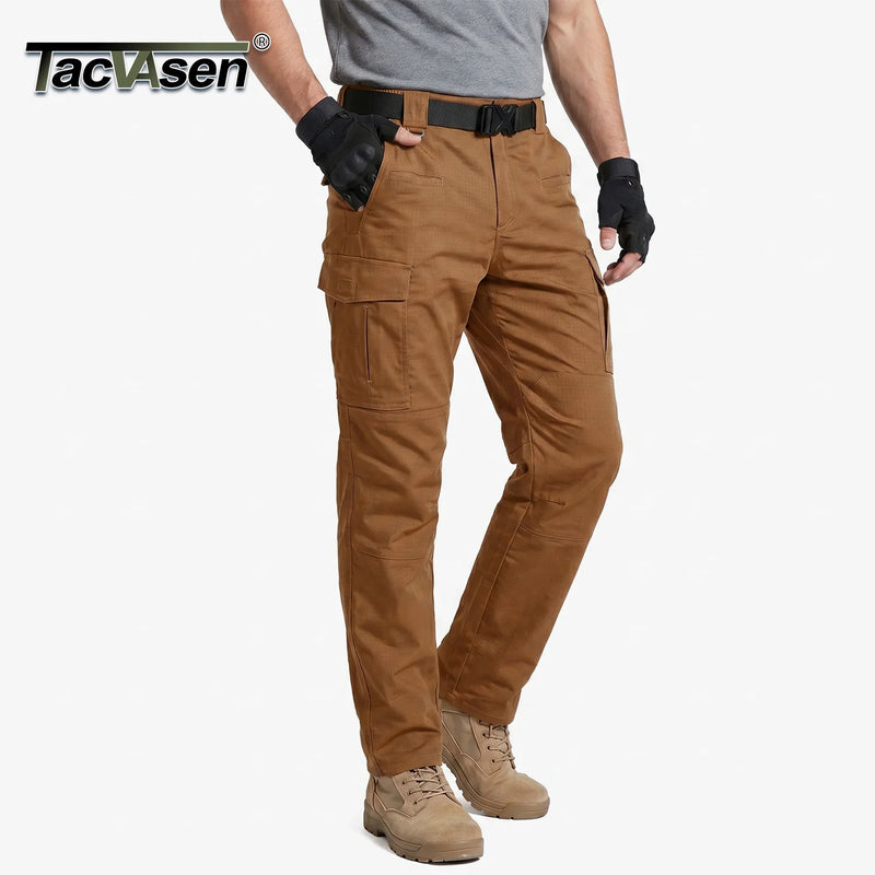 TACVASEN Men's Tactical Cargo Pants Ripstop Waterproof Work Trousers Lightweight Stretch Outdoor With 8 Pockets Bottoms Pants