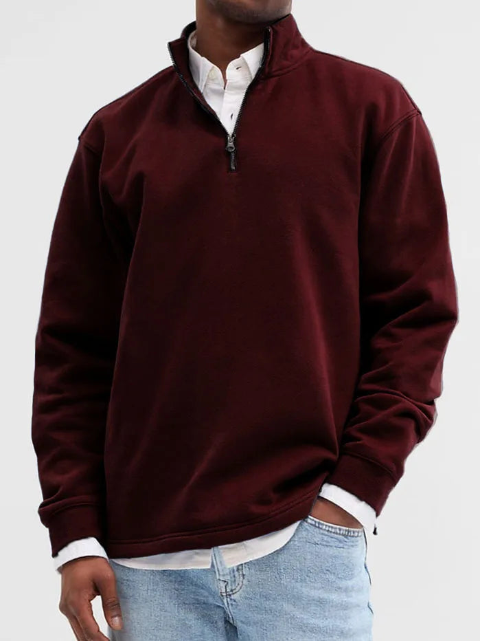 Men's Half-Zip Knit Hoodie – Soft Gray Pullover with Relaxed Fit, Modern Drop Shoulder Design 13 Colors Available