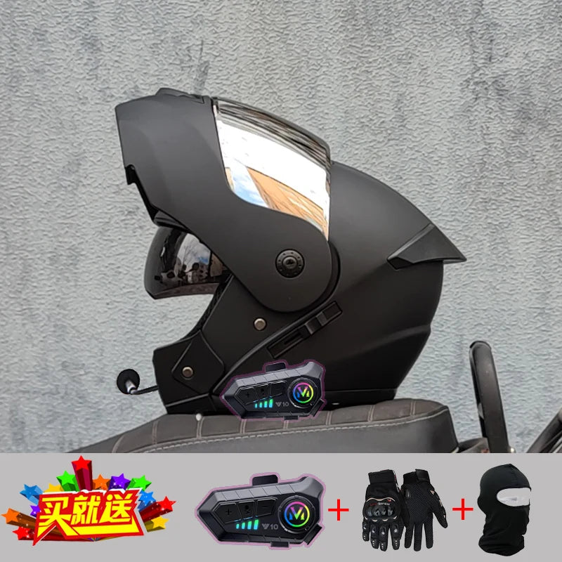 Motorcycle Bluetooth Helmet High Quality Flip Helmet Abs Full Face Motorcycle Helmet Racing Helmet Dot Approved
