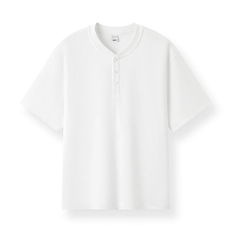 Semir Men Tshirt Henry Neck Half Placket Cool Feeling Breathable Solid Knit 2026 Summer Casual Top