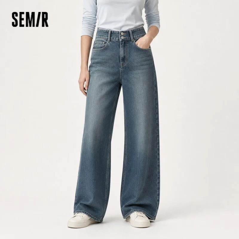 Semir Semir Jeans Women Winter Fleece Warm Straight Leg High Waist 2025 New Cool Women'S Clothing