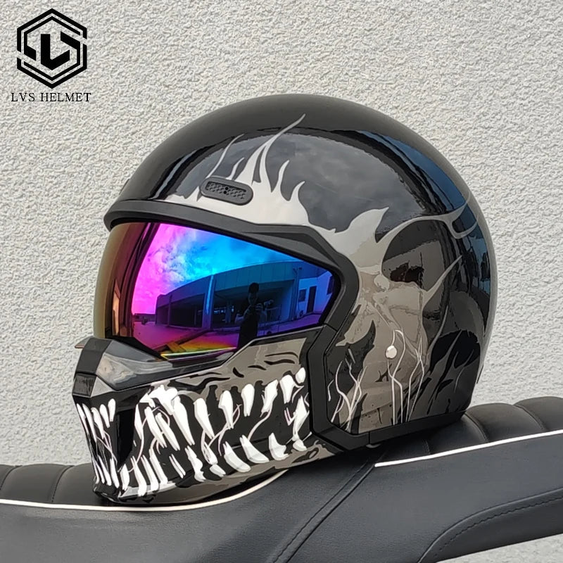 DOT approves adult retro motorcycle helmet modular detachable combination full helmet detachable semi covered pilot helmet