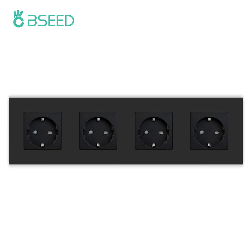 BSEED EU Standard Wall Socket Single Power Outlets USB Type-C Port 20W Fast Charge Plastic Panel Triple Electric Plugs 16A