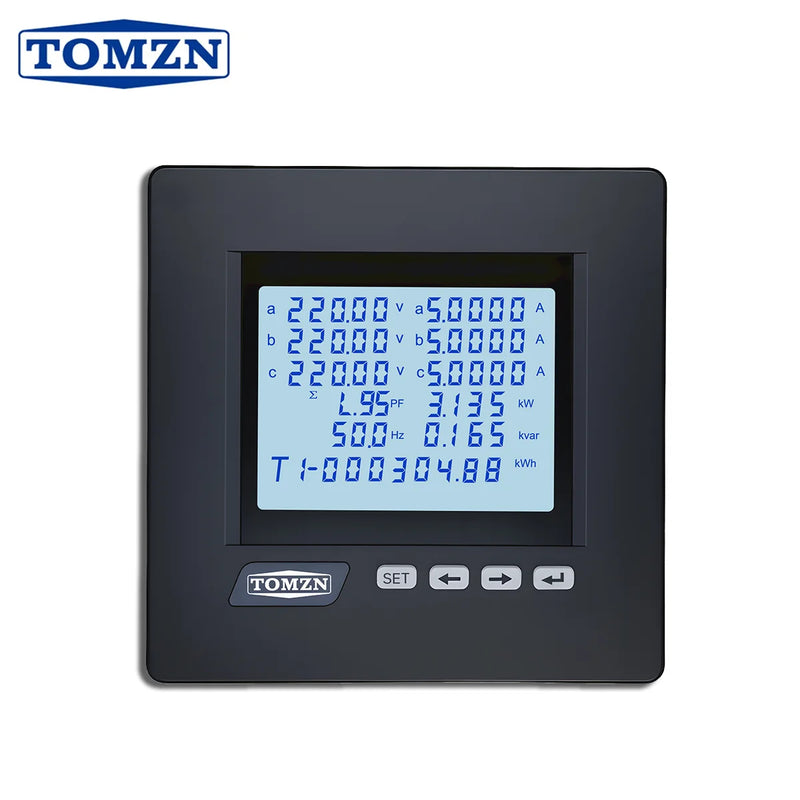 TOMZN MultifunctionalRS485 Meter 3-Phase 4-Wire System with Phase Voltage Line Voltage Current Active ReactivePower Monitor