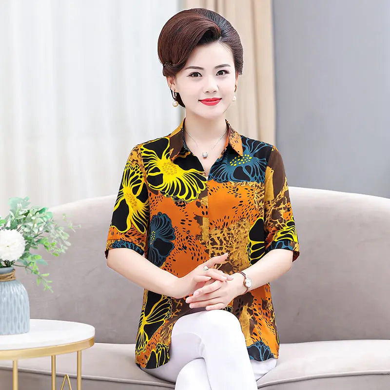អាវយឺតដៃខ្លីទាន់សម័យ សាមញ្ញ សាមញ្ញ ថ្លៃថ្នូរ បោះពុម្ព សម្លៀកបំពាក់នារីថ្មីសម្រាប់រដូវក្តៅ