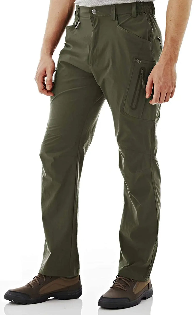 TACVASEN Lightweight Hiking Work Trousers Mens Fishing Pants Outdoor Nylon Quick Dry Pockets Cargo Pants Casual Work Trousers
