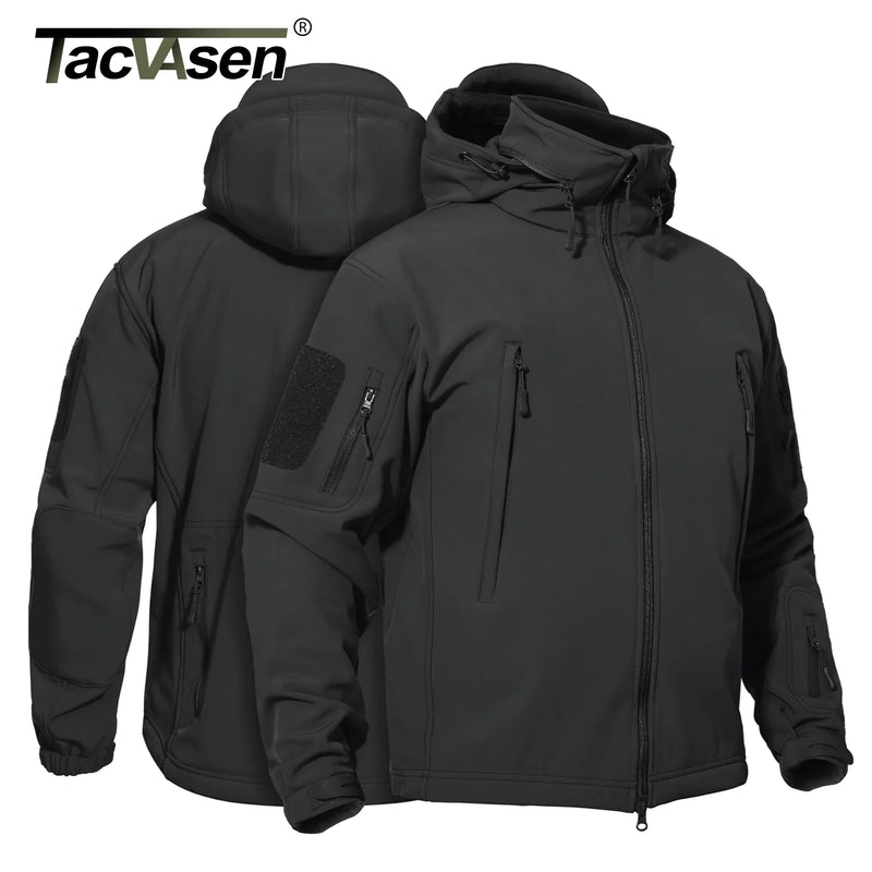 TACVASEN Winter Softshell Jacket Mens Windproof Fleece Lined Jacket Coat Waterproof Work Jacket Coats Outdoor Hiking Windbreaker