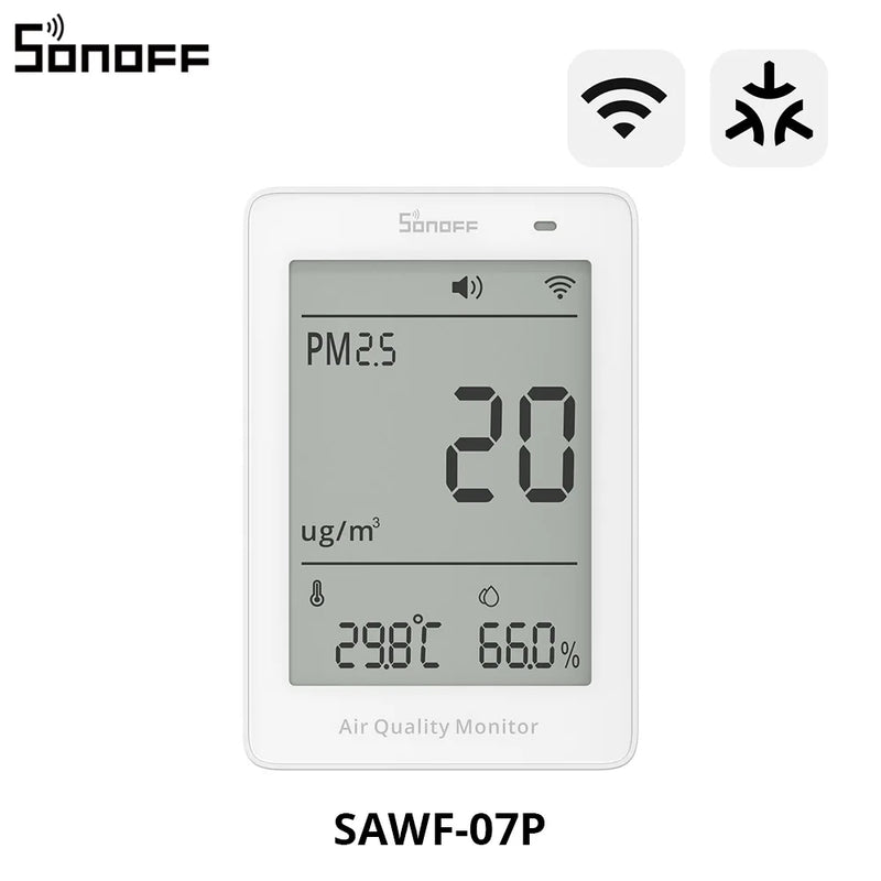 SONOFF AirGuard PM2.5/PM10 Matter Over Wifi Air Quality Monitor SAWF-07P 2-Second Updates Sound Light Alarm Temperature Humidity