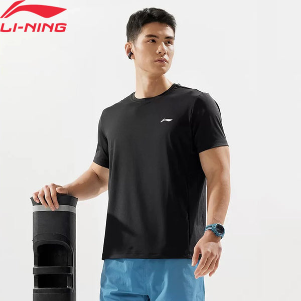 អាវយឺតហ្វឹកហាត់បុរស Li-Ning កម្រិតស្ងួត 81% Polyester 19% Spandex កមូល អាវយឺតដៃខ្លី LiNing Sports ATSV361