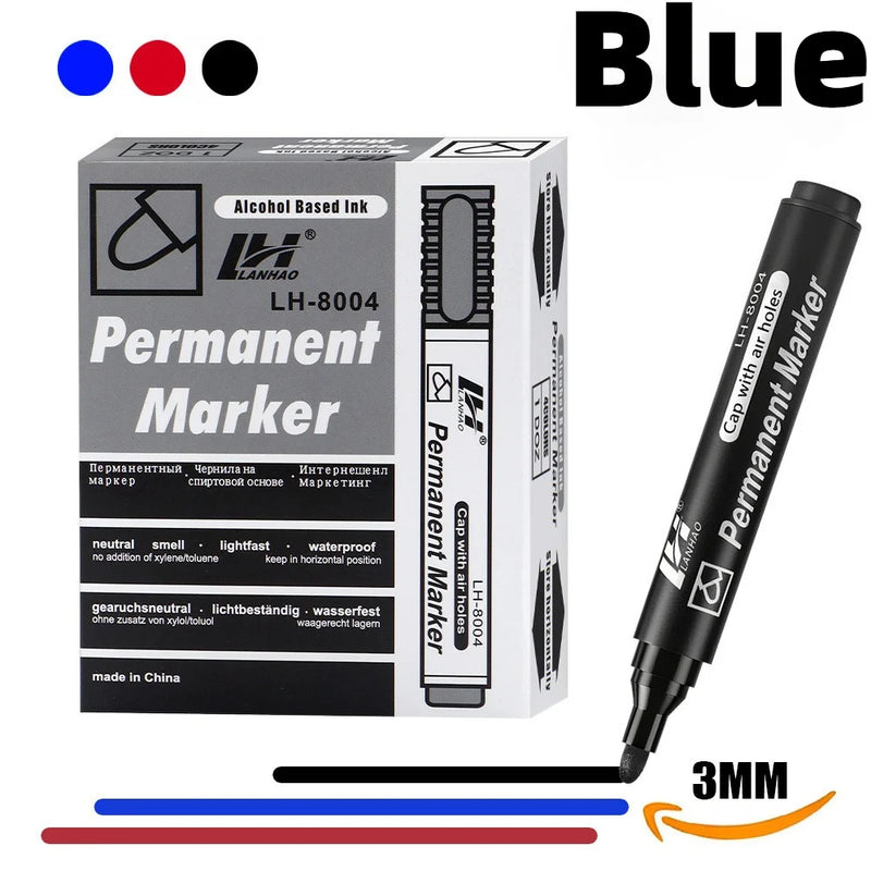 6pcs Hard Head 3mm Oily Big Head Marker Pen,Non Fading Convenient Large Capacity Big Head Marker Pen,School Office Supplies