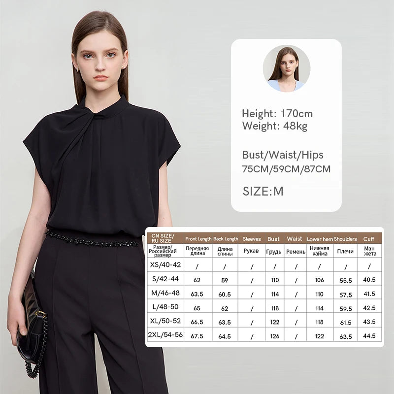 Amii Minimalist Casual Shirt Women Clothing 2026 Summer New Office Lady Asymmetric French Pleated Sleeve Comfort Blouse 12542217