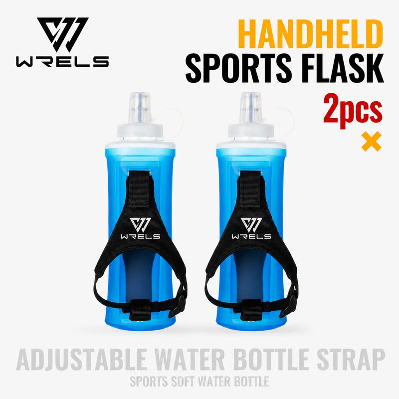WRELS Sports Soft Water Bottle BPA Free Hydration Flask TPU Collapsible Squeeze Running Hiking Outdoor Marathon Handheld Kettle