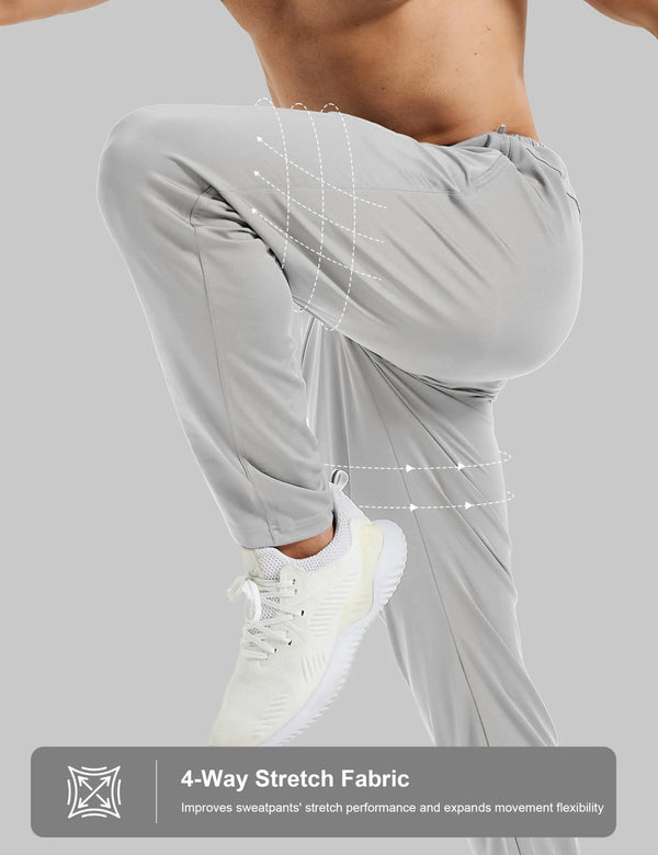 TACVASEN Men's Lightweight Joggers Stretch Tapered Sweatpants Zipper Pockets Sport Bottoms Workout Gym Running Athletic Pants