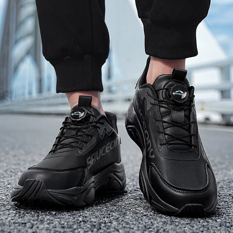 Men's Rotating button casual sneakers spring summer breathable light racing outdoor running shoes soft sole speed sports shoes