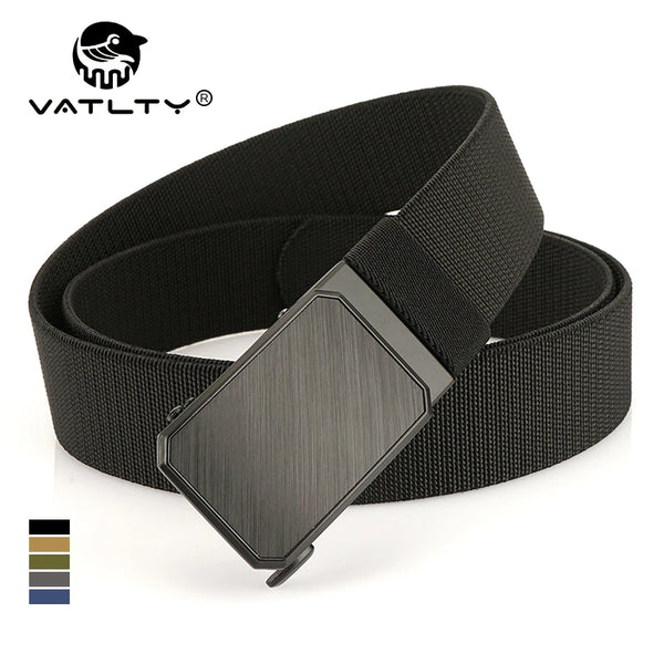 VATLTY 38mm Stretch Belt for Men Metal Automatic Buckle Fashion Casual Belt Tight Woven Real Nylon Elastic Belt Outdoor Girdle