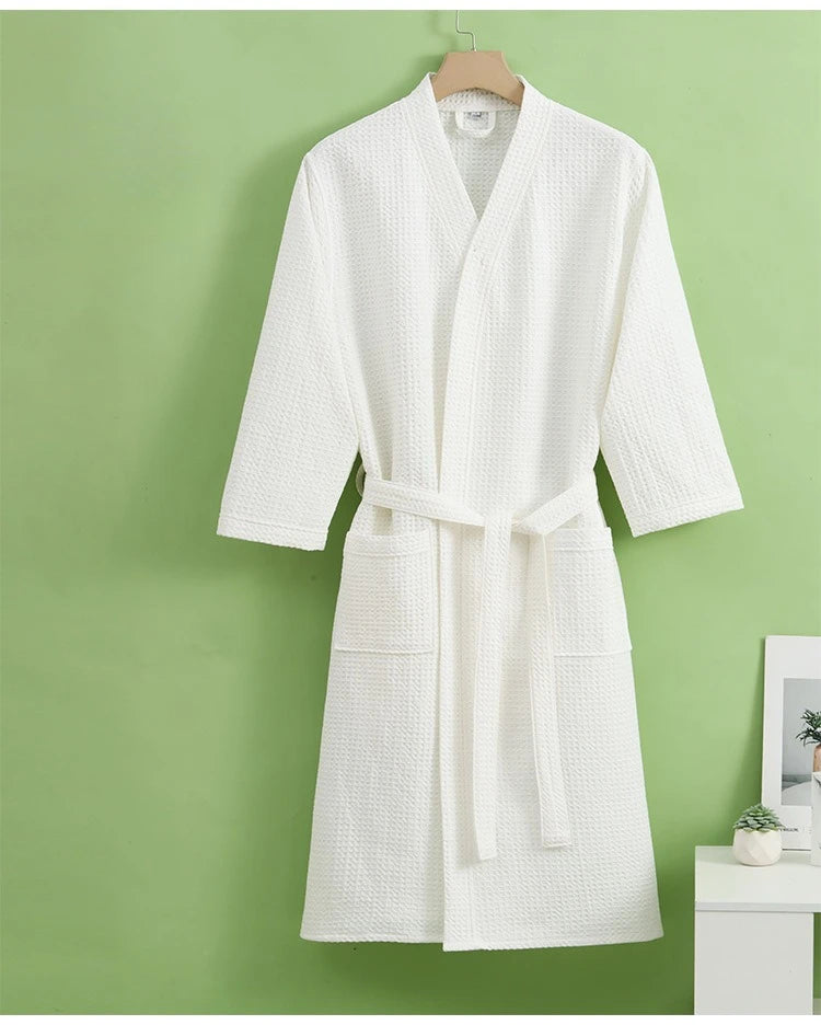 All Season Thin Design Hotel Bth Towel Beauty Salon Bath Robe Couples Bathrobe for Women and Men Cotton Waffle Quick Drying