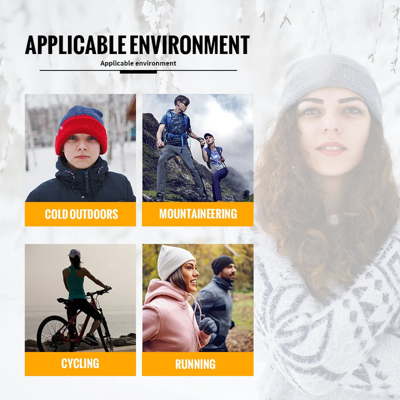 WRELS Cycling Cap Thermal Fleece Lined Ski Hat Windproof Warm Running Motorcycle Outdoor Sports Anti-Cold Skull Beanie Hat