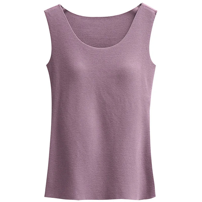 Autumn Winter Women's Chest Pad One Piece Pajamas German Velvet Fleece Thickened Warm Bottom Vest Female Sleepwear Top