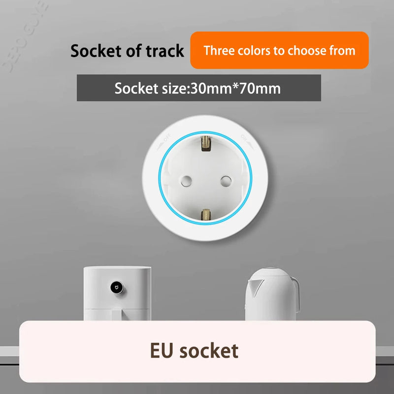 Imitation wood grain Rail Mobile Power Track Socket EU/Universal/UK/USB Type-C Kitchen Bathroom Office Wall Mounted Socket Plugs