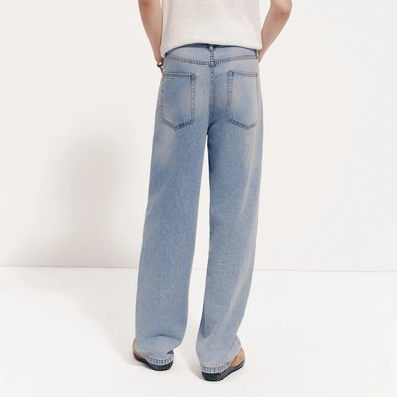 Semir Men Pants Denim Ripped Cool Feeling Loose Straight Leg Vintage Washed 2026 Summer Fashion Casual Style Top
