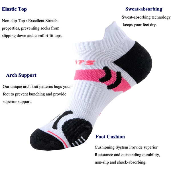 WRELS 1/2/3 Pairs Athletic Socks Cushioned Ankle Socks Men Women Arch Support Running Cycling Sports Low Cut Compression Socks