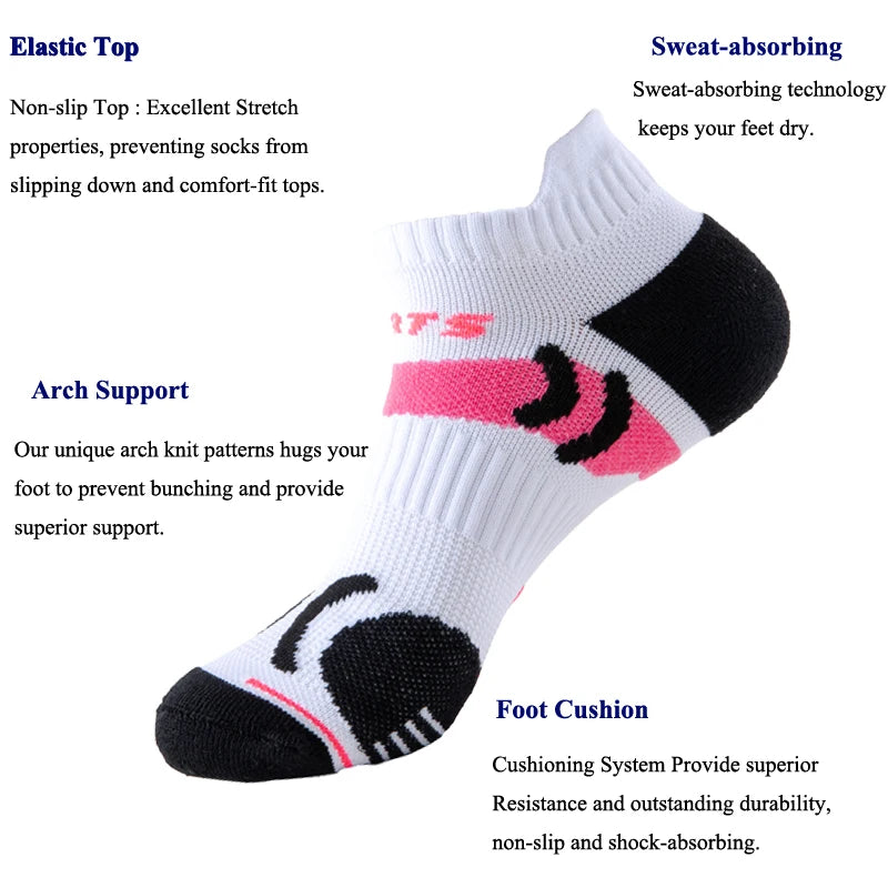 WRELS 1/2/3 Pairs Athletic Socks Cushioned Ankle Socks Men Women Arch Support Running Cycling Sports Low Cut Compression Socks