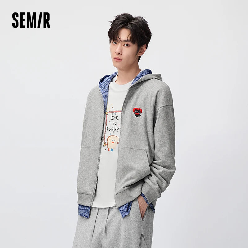 Semir Men Jacket Mock Layer Knit Panel Loose Fit 2026 Autumn Urban Casual Couple Style Lightweight Everyday Outerwear