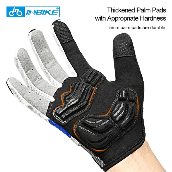 INBIKE Bicycle Gloves Gel Full Finger MTB Cycling Gloves for Men Biking Road Bike Gloves for Riding Touchscreen Bike Accessories